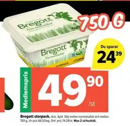 Coop Extra Bregott storpack., Medlemspris erbjuda