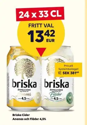 Briska Cider Ananas och Fläder 4,5%., EUR 13.42