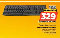 Power Logitech tangentbord och mus tangentbord i full storlek erbjuda