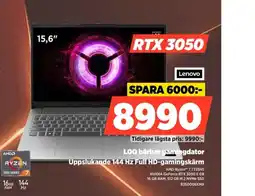 Power Lenovo loq bärbar gamingdator uppslukande 144 hz full hd-gamingskärm erbjuda