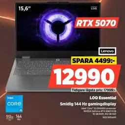 Power Lenovo loq essential smidig 144 hz gamingdisplay erbjuda