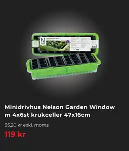 Granngården Minidrivhus Nelson Garden Window m 4x6st krukceller 47x16cm erbjuda