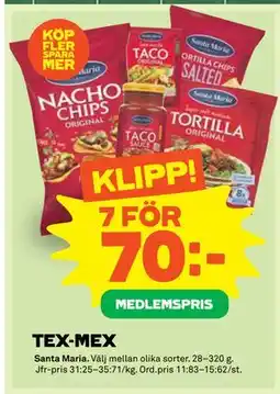 Stora Coop TEX-MEX, Medlemspris erbjuda