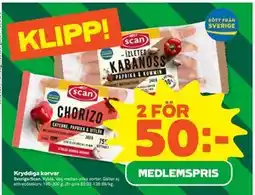 Stora Coop Kryddiga korvar Sverige/Scan, Medlemspris erbjuda