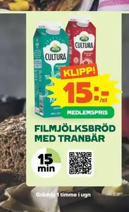 Stora Coop FILMJÖLKSBRÖD MED TRANBÄR, Medlemspris erbjuda