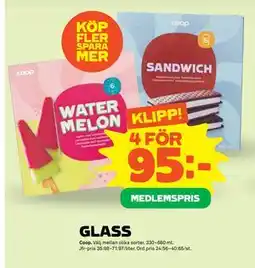 Stora Coop GLASS, Medlemspris erbjuda