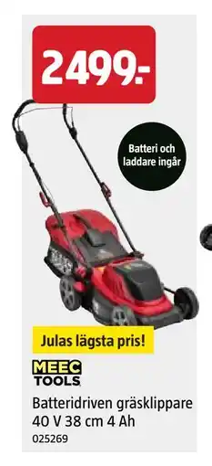 Jula Batteridriven gräsklippare 40 V 38 cm 4 Ah erbjuda