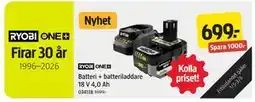Jula Batteri + batteriladdare 18 V 4,0 Ah erbjuda
