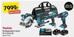 Jula Verktygspaket 8 delar 18 V 2x5,0 Ah erbjuda