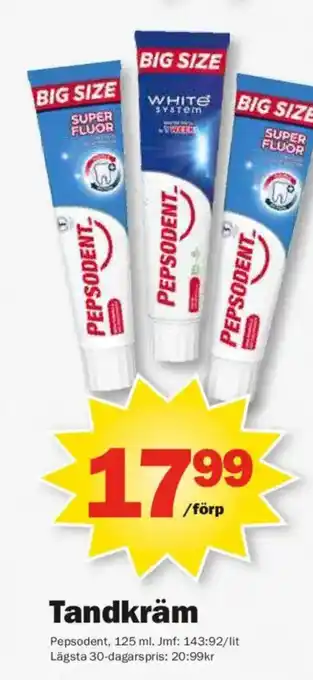 Pekås PEPSODENT Tandkräm erbjuda