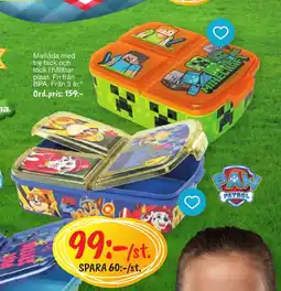 Leklust Matlåda med tre fack och lock i hållbar plast erbjuda