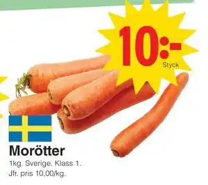 Matöppet Morötter erbjuda