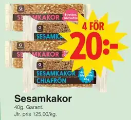 Matöppet Sesamkakor erbjuda