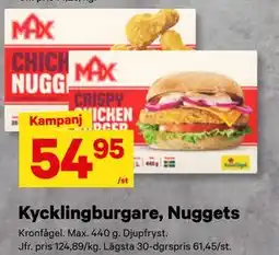 City Gross Kycklingburgare, Nuggets erbjuda