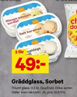 City Gross Gräddglass, Sorbet erbjuda