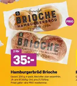 City Gross Hamburgerbröd Brioche, Pris i appen erbjuda
