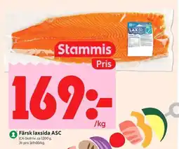 ICA Kvantum ICA Färsk laxsida ASC erbjuda