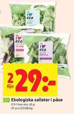 ICA Kvantum ICA Ekologiska sallater i påse erbjuda