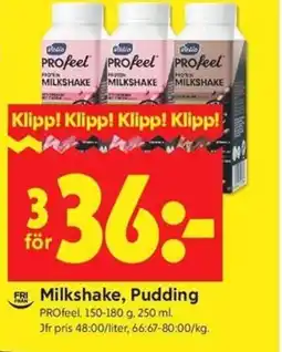 ICA Kvantum PROfeel Milkshake, Pudding erbjuda