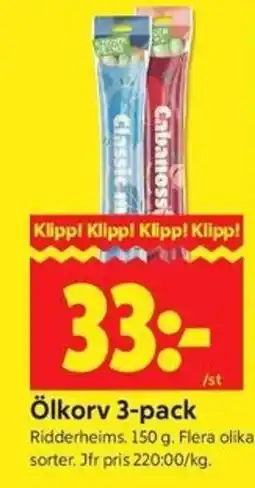 ICA Kvantum Ridderheims Ölkorv 3-pack erbjuda