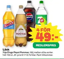 Coop 7Up/Zingo/Pepsi/Pommac Läsk erbjuda