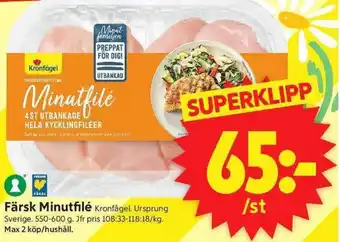 ICA Supermarket Kronfågel Färsk Minutfilé erbjuda