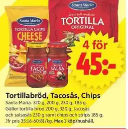 ICA Supermarket Santa Maria Tortillabröd, Tacosås, Chips erbjuda