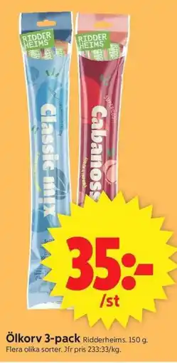 ICA Supermarket Ridderheims Ölkorv 3-pack erbjuda