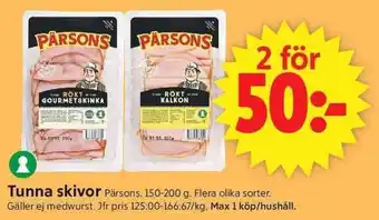 ICA Supermarket Pärsons Tunna skivor erbjuda