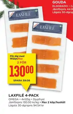 Willys LAXFILÉ 4-PACK, Medlemspris erbjuda