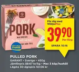 Willys PULLED PORK, Medlemspris erbjuda