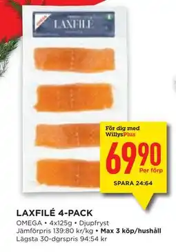 Willys Hemma LAXFILÉ 4-PACK, Medlemspris erbjuda