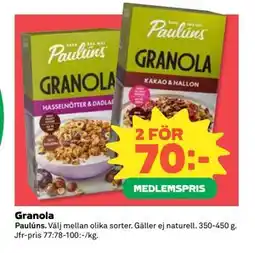 Coop Daglivs Granola, Medlemspris erbjuda