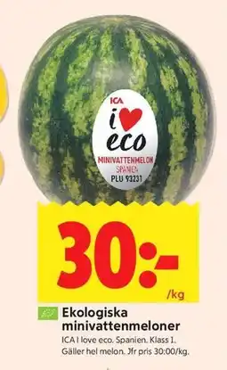 ICA Kvantum Ekologiska minivattenmeloner erbjuda
