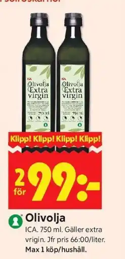ICA Kvantum Olivolja erbjuda
