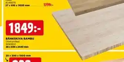 Jem&Fix BÄNKSKIVA BAMBU erbjuda