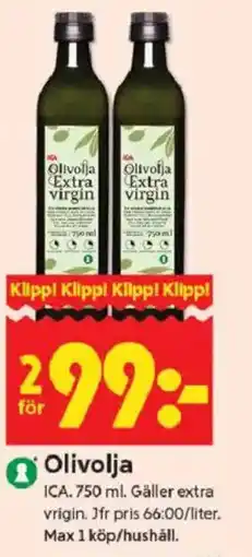 ICA Kvantum ICA Olivolja erbjuda