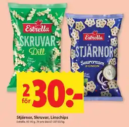 ICA Kvantum Estrella Stjärnor, Skruvar, Linschips erbjuda