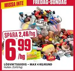 ÖoB LÖSVIKTSGODIS – MAX 4 KG/KUND erbjuda
