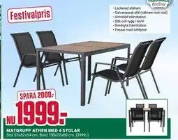 ÖoB MATGRUPP ATHEN MED 4 STOLAR erbjuda