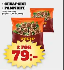 Bonum Matmarknad Tulip Cevapcici pannbiff erbjuda