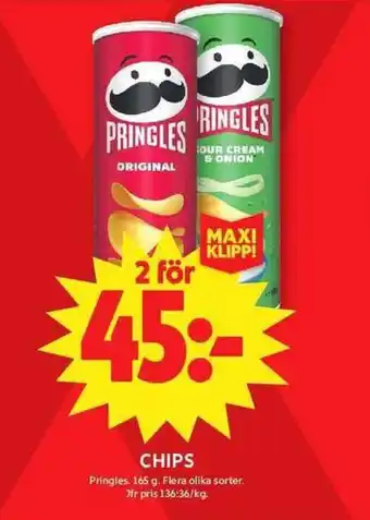 ICA Maxi PRINGLES Chips erbjuda