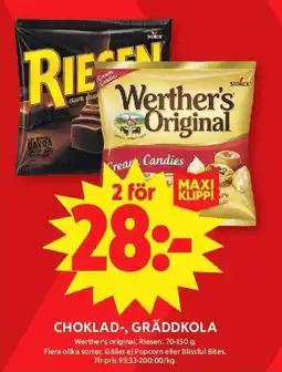 ICA Maxi WERTHER'S ORIGINAL Choklad-, gräddkola erbjuda
