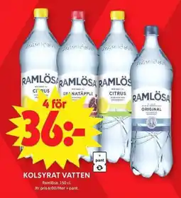 ICA Maxi RAMLÖSA Kolsyrat vatten erbjuda