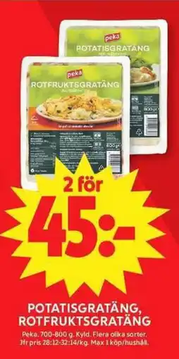 ICA Maxi PEKA Potatisgratäng, rotfruktsgratäng erbjuda