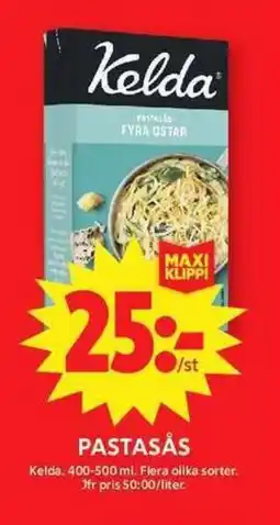 ICA Maxi KELDA Pastasås erbjuda