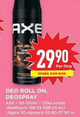 Willys AXE Deo Roll On, Deospray erbjuda