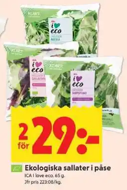 ICA Supermarket EKOLOGISKA SALLATER I PÅSE erbjuda