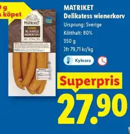 Lidl Matriket Delikatess Wienerkorv erbjuda