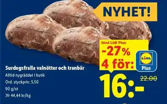 Lidl Surdegsfralla valnötter och tranbär erbjuda